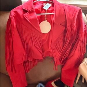 Western Red Fringe Women's Jacket